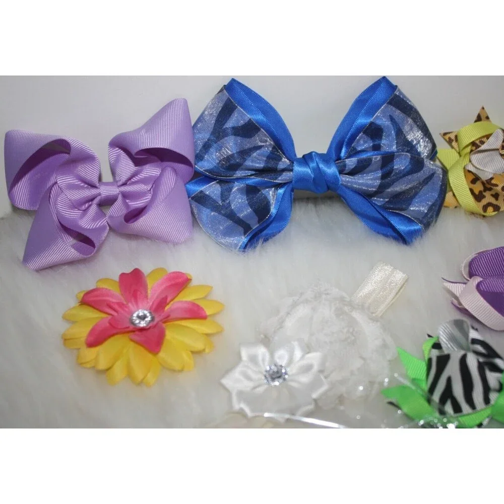 Lot of 8 Girls Hair Accessories Bows Headband Colorful School Some Homemade NIP